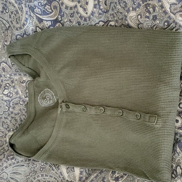 Waffle Knit Green Long Sleeve Shirt XL - Picture 1 of 3